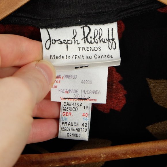 Vintage Blazer Tank Top Set Womens 12 Black Red Floral Lightweight Beads 70s 80s - Picture 8 of 10